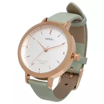 [Fieldwork] Women s Watch Analog 5 ATM Waterproof Leather Strap Green WP Amalie ST289-3