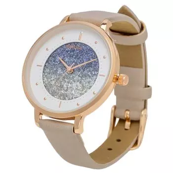 [Fieldwork] Women s Watch Analog Leather Strap Glitter Lam Dial Gray Shannon ST284-4 Gray