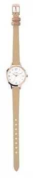 [Fieldwork] Women s Watch Analog Leather Strap Simple Colored Belt Loop Beige GY082-1