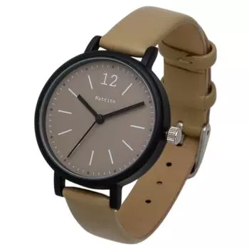 [Fieldwork] Women s Watch Analog Leather Strap Matte Black Beige Noal JN021-2