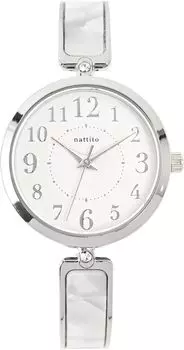 [Fieldwork] Women s Watch Analog Metal Band Bangle Watch Bracelet Shell Style Acetate Sherune Silver JN039-1