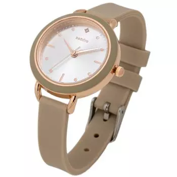 [Fieldwork] Women s Watch Analog Silicone Band Beige YM102-2