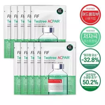 FIF Tea Tree Arc Fair Ampoule Mask 10P,Korean mask pack