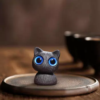 Фигурка кошки, чай, домашнее животное, скульптура животного для домашнего декора Yellow Eyes