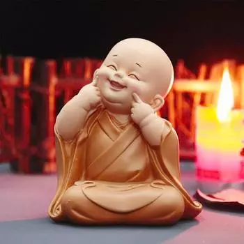 Фигурка маленького монаха, мини-статуэтка, милая статуя монаха Будды, очаровательное украшение для маленького монаха, креативный маленький орнамент, статуя