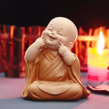 Фигурка маленького монаха, мини-статуэтка монаха, милая статуя Будды-монаха, очаровательное украшение для маленького монаха, креативный орнамент маленького монаха
