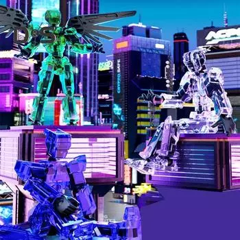 Фигурка робота с аксессуарами, подвижные суставы, 3D-печатная модель робота, игрушка для снятия стресса, шарнирная фигурка-манекен, украшение для рабочего стола, орнамент очистить синий