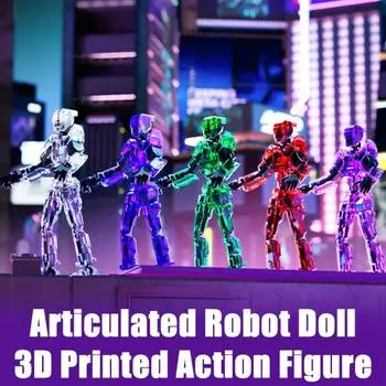 Фигурка робота с аксессуарами, подвижные суставы, 3D-печатная модель робота, игрушка очистить синий