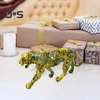 Фигурка шагающего леопарда, красочная статуэтка из смолы гепарда, скульптура дикого животного, украшение для домашнего офиса, книжной полки, рабочего стола леопардовый