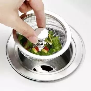 Фильтр для кухонной мойки с ручкой и пробкой, сменная корзина для слива раковины, сетчатый фильтр из нержавеющей стали, сифон для слива отходов