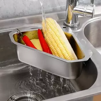 Фильтр для кухонной треугольной мойки, многофункциональная сливная полка для улавливания пищи, сливная корзина для кухонной мойки, угловые фильтры для мойки серебряный
