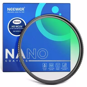 Фильтр для линз NEEWER 55 мм с УФ-излучением, сверхнизким отражением, высокой светопропускаемостью, тонкая алюминиевая оправа, многослойное покрытие/оптическое стекло/ультра
