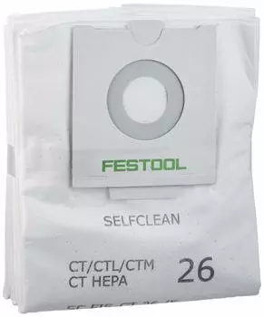Фильтр-мешок для сбора пыли FESTOOL CT 26 496187 Самоочищающийся (5 кусков)