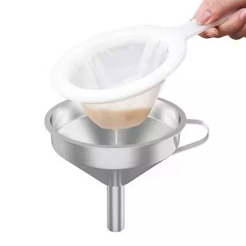 Фильтры для кухонной сетки 100/200/400 с воронкой из нержавеющей стали 304, фильтр для кухонной нейлоновой сетки для кофе, молока, йогурта with Funnel