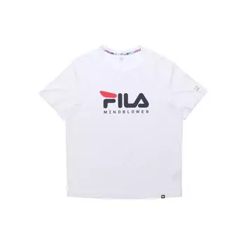 FILA Bold Stroke Letter Print Short Sleeve T-Shirt Men Tops White A11M022103F-WT