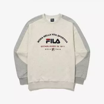 Fila Color Block Logo Sweatshirt Fs2pog3107x Otm OATMEAL MELANGE/090