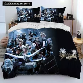 Final Fantasy Series Games Cartoon Comforter Постельное белье, пододеяльник, наволочка, комплект постельного белья размера «king-size» EU single(135x200cm)