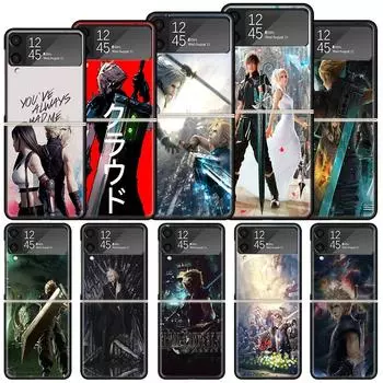 Final Fantasy VII Shockproof Hard Case For Samsung Galaxy Z Flip 4 3 5G Phone Cover Z Flip3 Flip4 Black Fundas Matte Shell Capa Samsung Z Flip 4