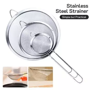 Fine Mesh Strainer Stainless Steel Fine Skimmer Food Strainer With Long Handle Kitchen Cooking Gadgets Accessories 10cm серебряный