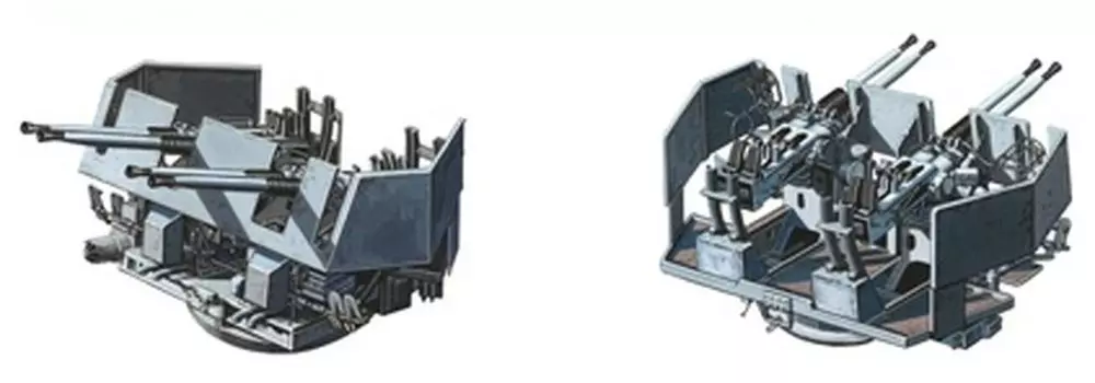 Fine Mold Nano Dread Series Bofors 40mm Quadruple Machine Gun with Mantlet Plastic Model Parts WA32 1/700