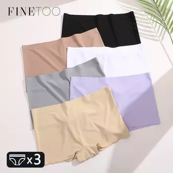 FINETOO 3 шт бесшовные мягкие трусики-шорты женские сексуальные дышащие невидимые нижнее белье женское однотонное удобное эластичное нижнее белье S&3pcs