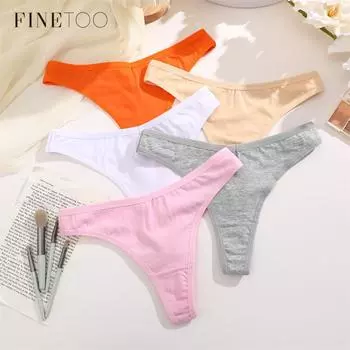 FINETOO 3 шт./компл. хлопковые стринги с V-образной талией для женщин, дышащие трусики, комфортное нижнее белье S