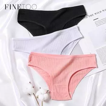 FINETOO 3 шт./компл. хлопковые трусы для женщин, сексуальные трусы с низкой посадкой, женские трусы M-XL, женское однотонное нижнее белье для девочек, нижнее белье XL