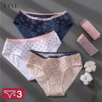 FINETOO Цветочный принт Трусики Женское нижнее белье Хлопковые трусики Комплект Finetoo Design Женские трусы Нижнее белье Сексуальные трусики Трусы Интимные M&Fast Shipping
