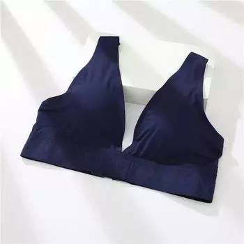 FINETOO S-XL, женский бюстгальтер с v-образным вырезом, большие размеры, укороченный топ, женское нижнее белье, сексуальное женское нижнее белье, топы-трубы для девочек, активные бюстгальтеры с эффектом пуш-ап L синий