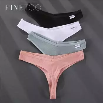 FINETOO сексуальные трусики женские стринги хлопок Feamle нижнее белье трусики с низкой талией стринги трусы 6 однотонные трусики нижнее белье M