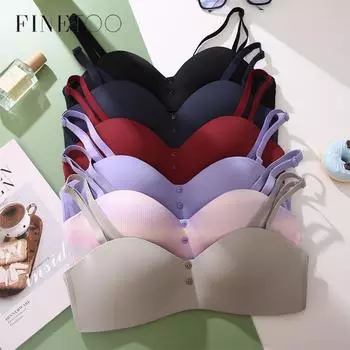 FINETOO сексуальный беспроводной бюстгальтер без косточек, бесшовные женские бюстгальтеры с кнопками, поддерживающий бюстгальтер, удобное женское интимное белье без пуш-ап 38 85