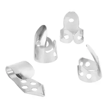 Finger Picks Metal 3Pcs Index Finger 1Pc Thumb Guitar Parts Musical Instrument Accessories(Silver ) серебряный