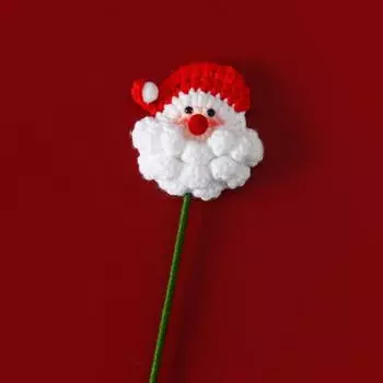 Finished Crochet Flowers Santa Claus Red Berry Hand Knitted Flowers Handmade Artificial Bouquet DIY Christmas Gift Home Decor