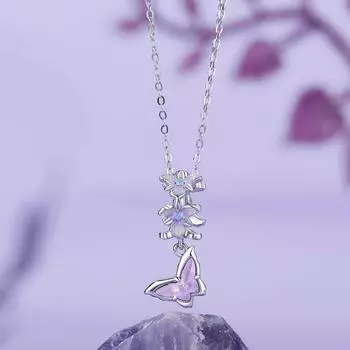 Фиолетовая бабочка Lris Flower-de-luce подвеска своими руками романтическая благородная S925 стерлинговое серебро фиолетовый