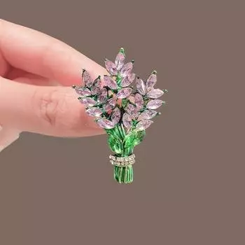 Фиолетовая лавандовая брошь женская бриллиантовая темпераментная модная брошь-букет из кристаллов фиксированная булавка для аксессуаров