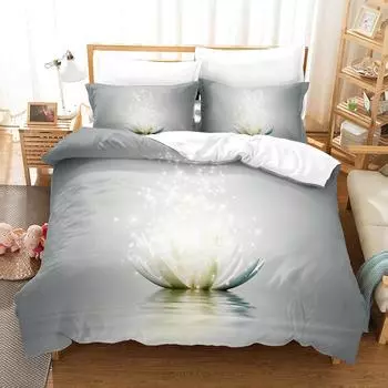 Фиолетовые цветы пододеяльник комплект полиэстеровый стеганый чехол King Queen Size пододеяльник с наволочкой для девочек женский комплект постельного белья 135x200cm 2pcs