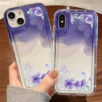 Фиолетовый чехол с цветочным принтом Halo Dyeing для Iphone 14 13 12, мини-противоударный чехол для Iphone 11 Pro Max, прозрачный мягкий чехол из ТПУ Carcasa For iphone 11 Pro
