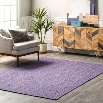 Фиолетовый джутовый плетеный коврик 90cm x 150cm естественный