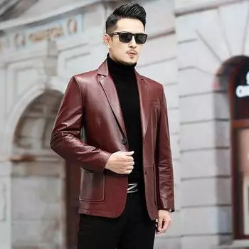 First layer cowhide men s suit genuine leather coat slim leather jacket autumn and winter business casual L