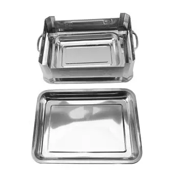 Fish Charcoal Alcohol Stove Rectangular 2.2?4.4lb Fish Stainless Steel M Size Fish Alcohol Grill Closed Natural Color
