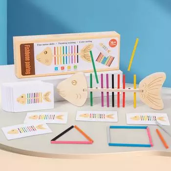 Fishbone Montessori Teaching Aids Fine Movement Training Young Children Color Matching Montessori Kindergarten Early Education Toys