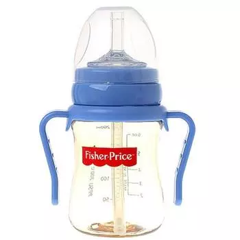 Fisher Price Универсальная соломенная чашка PPSU 200мл, синяя, 1 шт.