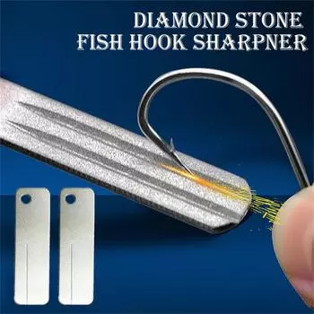 Fishing Hook Sharpener Portable Diamond Stone Fish Hook Sharpen Tools Knife Whetstone Keychain For Outdoor Fishing Accessories