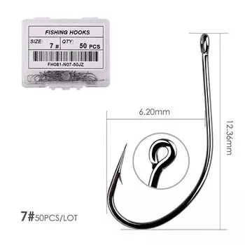 Fishing Hooks Flattened Sharped Fishhooks Off-set Fishing Hook Barbed Fishing Hooks Big Long Shank 7#