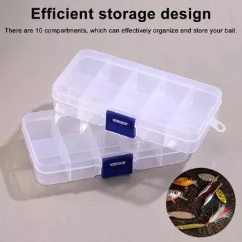 Fishing Tool Storage Box Bait Lure Organizer with 10 Compartments Large Capacity синий