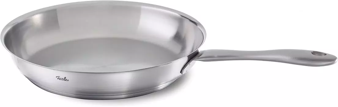 Fissler 081-353-24-100 Сковорода, 9,4 дюйма (24 см), Catania, Совместимость с газовым/индукционным пламенем, Подходит для духовки, Полностью из нержавеющей стали, Серебро