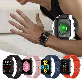 Fitness Tra-cker With Heart-Rate Monitor,Smart Watch, Smartwatch Women Men Kids Waterproof IP68 Activity Tra-cker Watch One Size чёрный
