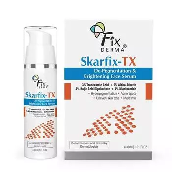Fixderma Skarfix 4% койевая кислота сыворотка для лица для осветления кожи лица с 4% ниацинамида, 3% транексамовой кислоты и 2% альфа-арбутина для пятен от акне - 30 мл