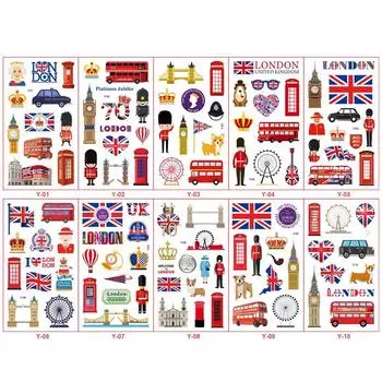 Flag Tattoo Uk Sticker Queens Crown Big Ben Party Temporary Sticker Water Proof