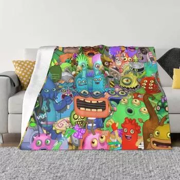 Фланелевое одеяло с музыкальными играми «My Singing Monsters», одеяло для кровати, путешествия, легкое тонкое одеяло для спальни 75x100cm 30x40inch